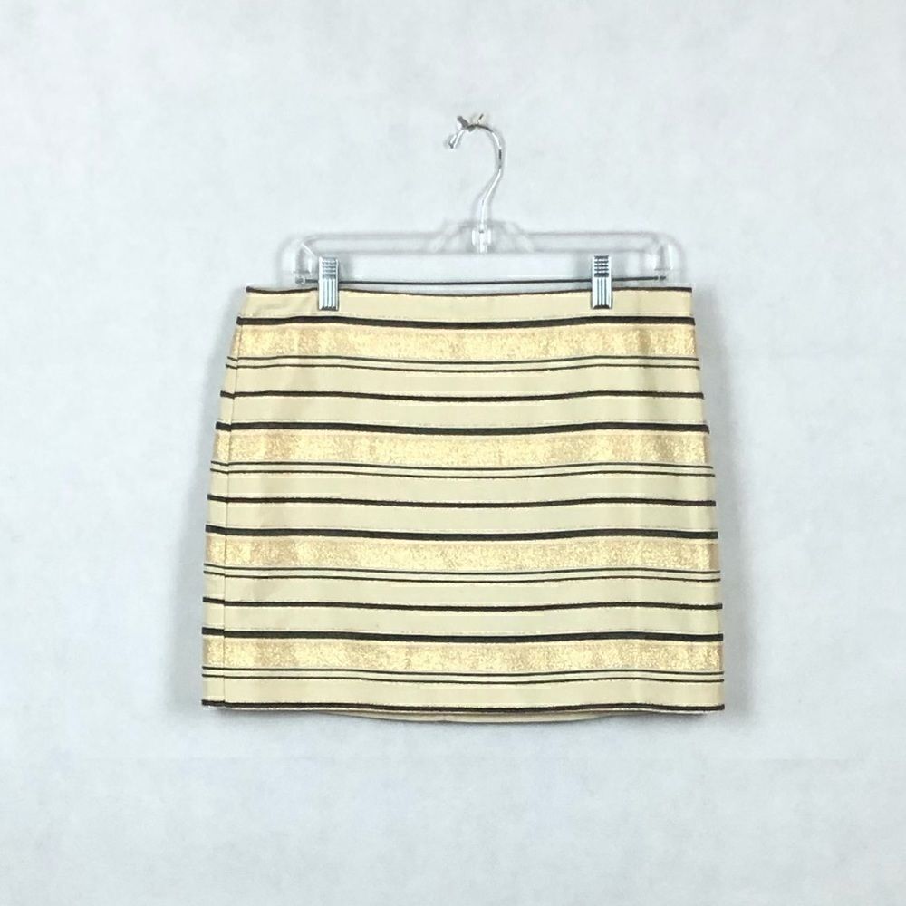 J.Crew Gold Metallic Stripped Skirt Sz8